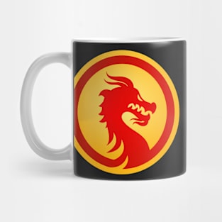 Majestic Red And Gold Chinese Luck Dragons Head Design Mug